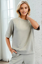 Luxe Scuba Half Sleeve Top - Light Sage