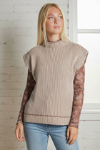 Ribbed Knit Sweater Vest - Mocha