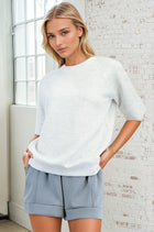 Luxe Scuba Half Sleeve Top - Lt Heather Grey
