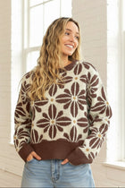 Floral Cutout Sweater - Mocha