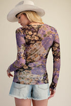 Mixed Floral Sheer Mesh Top