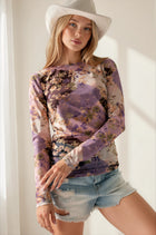 Mixed Floral Sheer Mesh Top