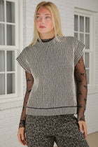 Ribbed Knit Sweater Vest - Black