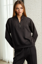 Luxe Scuba Half Zip Jacket - Black