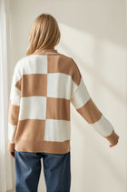 Checkered Mock Neck Sweater