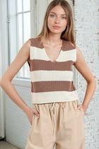 Striped Sweater Vest - Cocoa