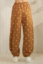 Polka Dot Joggers - Rust/Pink
