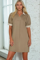 Solid Stripe Trim Dress