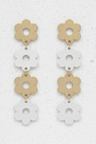 Metal Flower Drop Earrings - 3 Colors