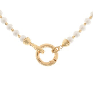 Interlock Pendant Pearl Bead Necklace