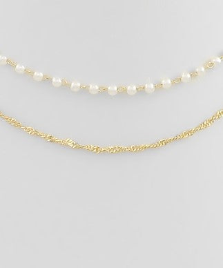 Pearl Station Chain Dual Necklace
