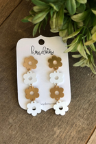 Metal Flower Drop Earrings - 3 Colors
