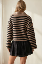 Striped Wide Collar Knit Sweater
