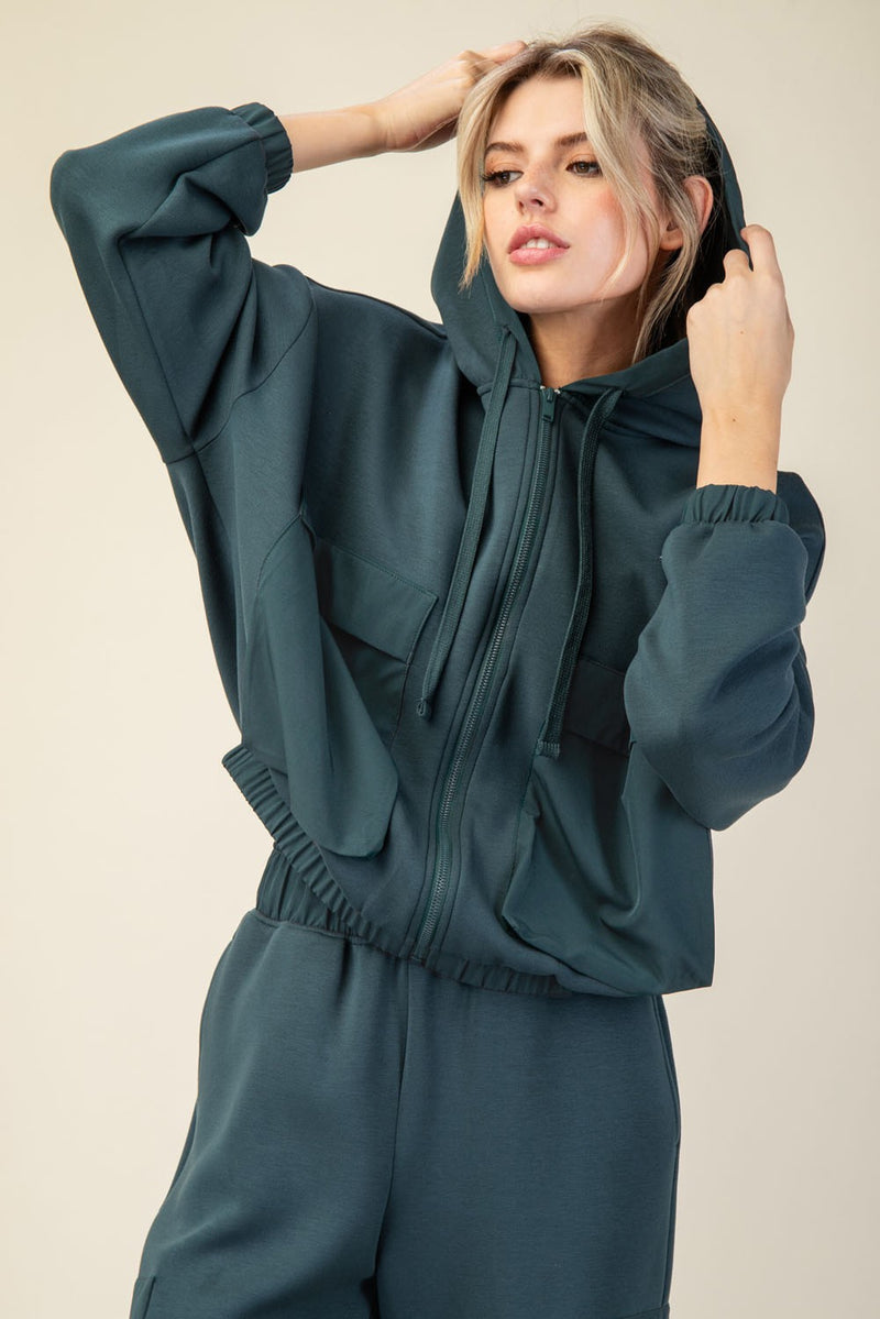 Scuba Hoodie Jacket - Midnight Green