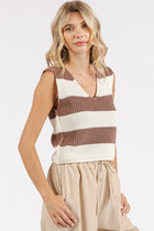 Striped Sweater Vest - Cocoa