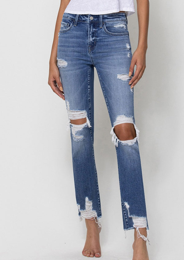 Becca Mid Rise Ankle Straight Jeans