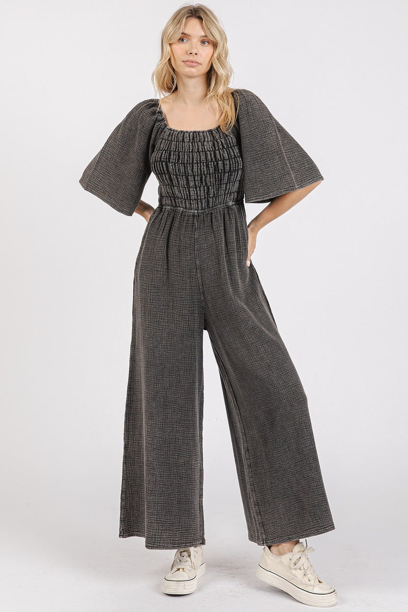 Mineral Wash Wide Leg Jumpsuit