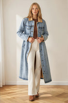 Teddy Lined Long Denim Jacket