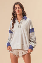 Stripe Color Block French Terry Pullover