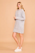 Brushed Waffle Knit Hooded Sweater Dress