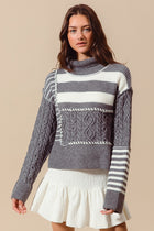 Multi Stripe Cable Knit Sweater