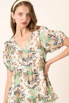 Ruffle Detail Blouse with Floral Print