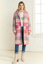 Fuzzy Checker Belted Coat