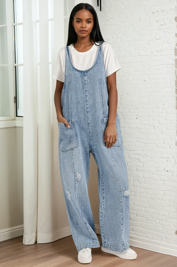 Relaxed Fit Denim Jumpsuit