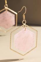 Hexagon Stone Drop Earrings - 3 Colors