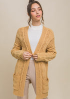 Chenille Cable Knit Cardigan-Honey