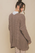 Chenille Cable Knit Cardigan-Truffle