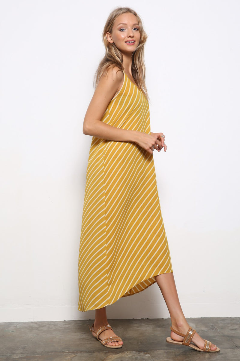 Diagonal Stripe Midi Dress