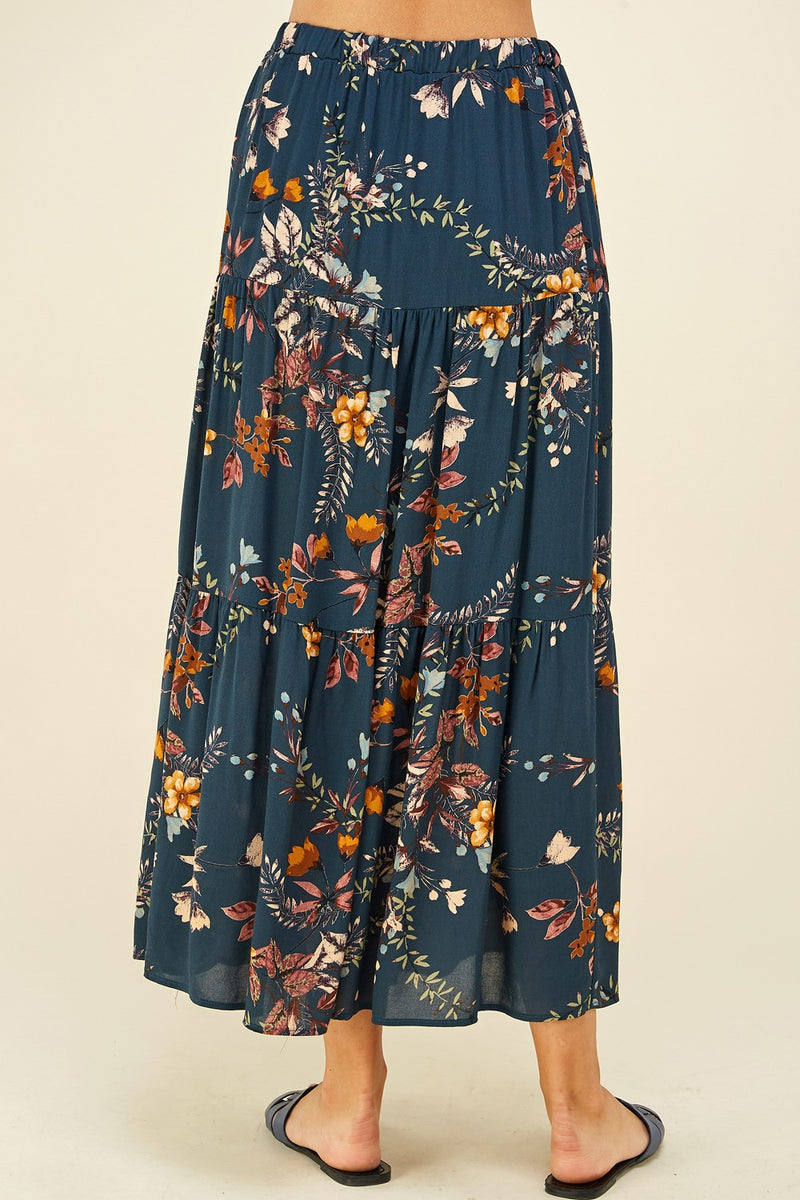 Layered Floral Skirt - Teal Mix