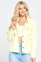 Distressed Denim Jacket - Yellow