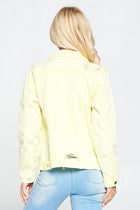 Distressed Denim Jacket - Yellow