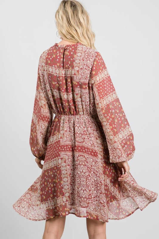 Scarf Print Knee-Length Dress