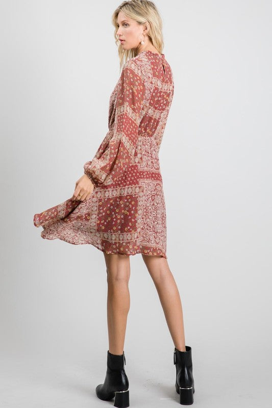 Scarf Print Knee-Length Dress
