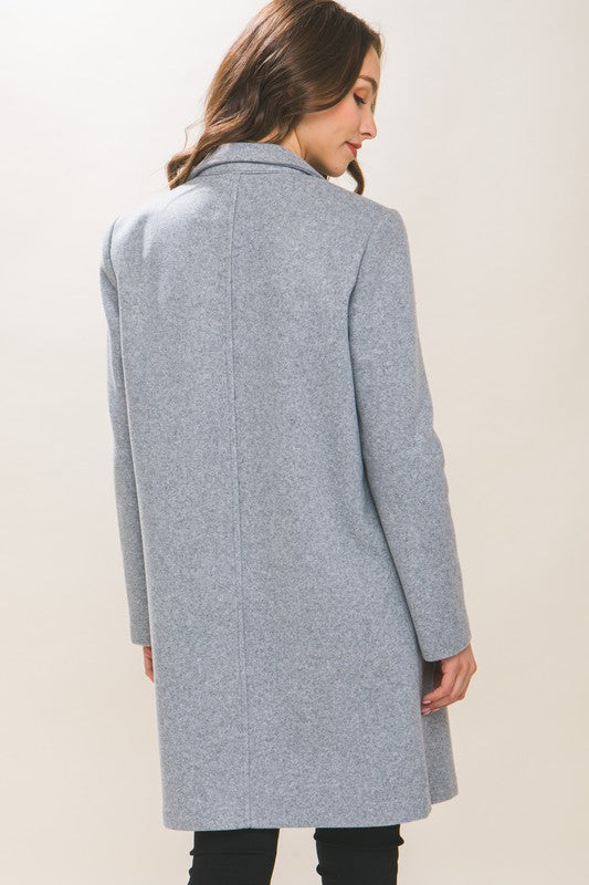 Long Line Fleece Coat - Grey