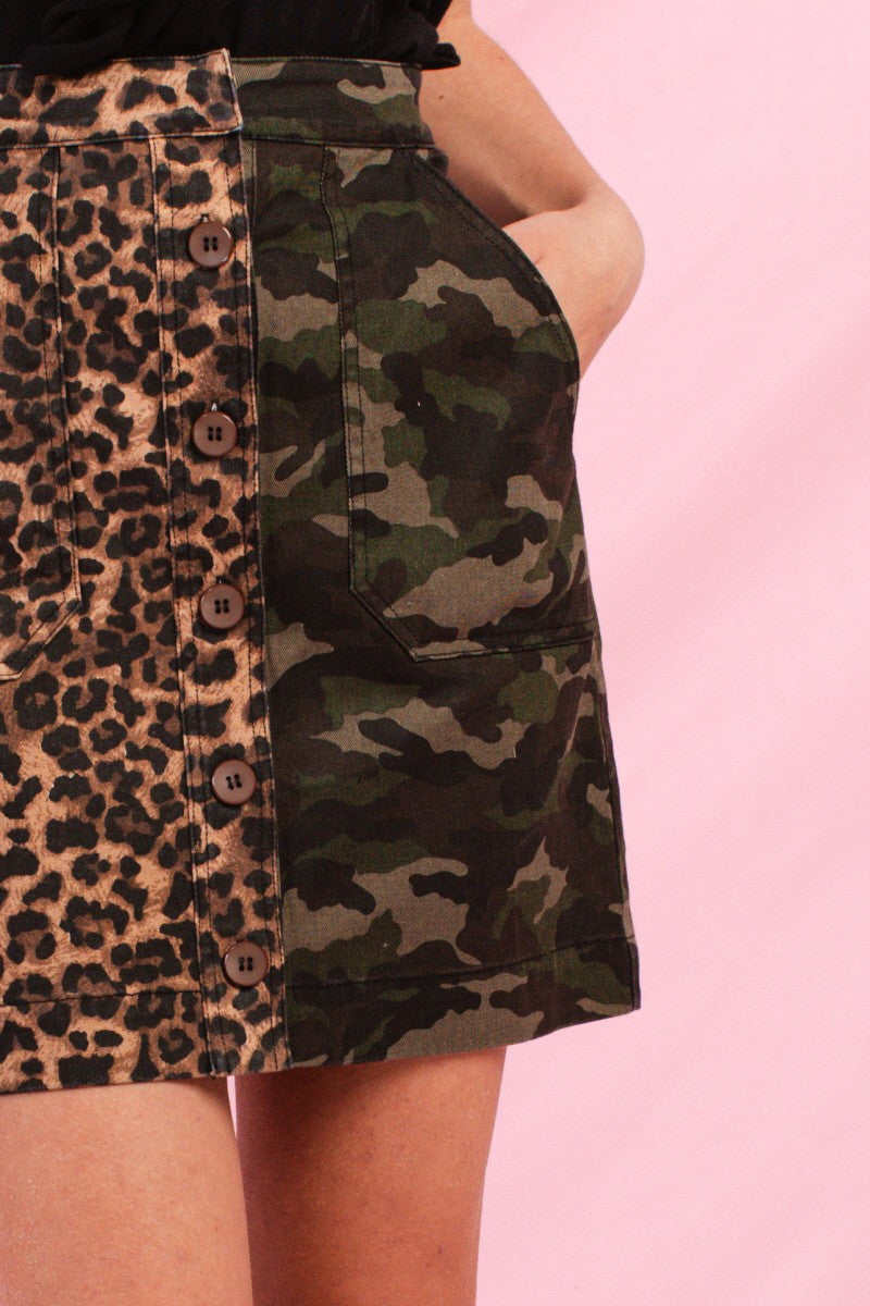 Camo & Leopard Skirt