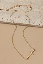 Hammered Sideways Cross Necklace - 2 Colors