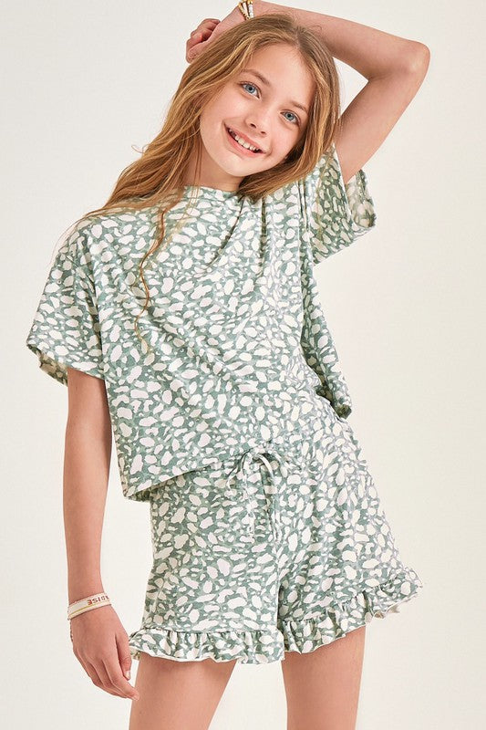 Girl's Josie Print Tee - Seafoam