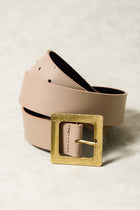 Square Buckle Faux Leather Belt - Taupe