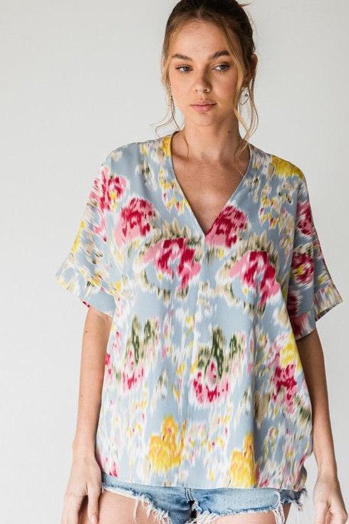 Abstract Floral Boxy Top