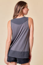 Raw Edge Henley Tank - Charcoal