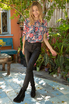 Sleeve Tie Floral Blouse