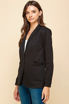 Solid Blazer with Pockets - Black