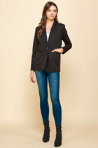 Solid Blazer with Pockets - Black