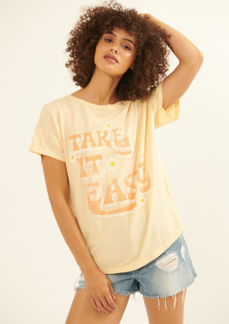 Take It Easy Vintage Tee - Butter