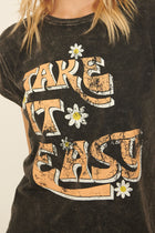 Take It Easy Vintage Tee - Charcoal