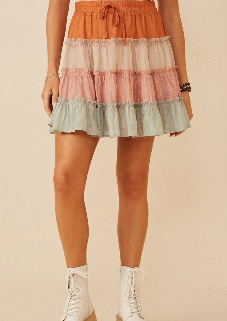 Colorblock Tiered Skirt